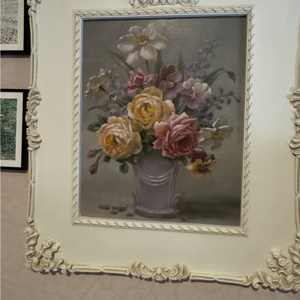 ✨ Christie Repasy “Rose Ribbon Bouquet” Signed Giclée Canvas Print Ornate Frame